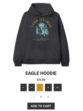 Like-New L Luke Grimes Eagle Hoodie - charcoal gray sold out! $75 new